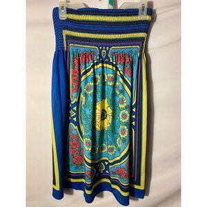 5th Culture Boho Hippy Strapless‎ Sundress Dress Womens Size Large Floral Short